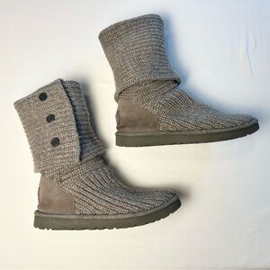 UGG Gray Knit Button Winter Boots